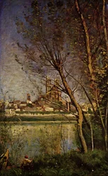 Cathedral of Mantes, with Fisherman